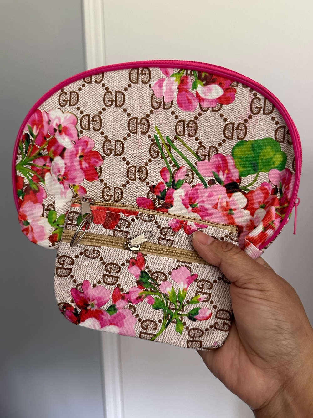 Fashion Floral cosmetic Pouch and matching Coin wallet